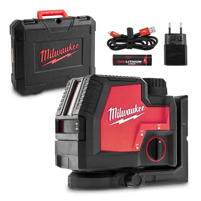 Линеен лазерен нивелир Milwaukee с 2 лъча 3 Ah, 30 м, 100 м, 0.3 мм/м, L4 CLL-301C