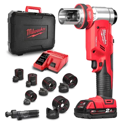 Акумулаторна преса за щанцоване Milwaukee  с 1 батерия и зарядно, 18 V, 2 Ah, 60 kN, M18 HKP-201CA