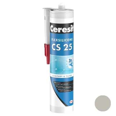 Санитарен силиконов уплътнител Henkel 280 мл, сив, Ceresit CS 25