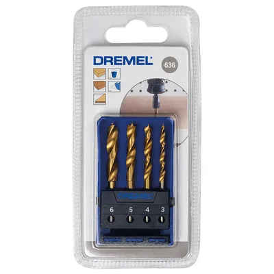 Свредло за дърво Dremel CV с цилиндрична опашка комплект 3-6 мм, 4 бр., 636