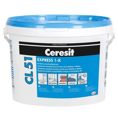 Течна хидроизолационна мембрана Henkel еластична за баня 15 кг, сива, Ceresit CL 51