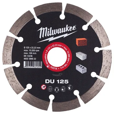 Диск диамантен за сухо рязане Milwaukee на тухли, бетон и керемиди  125 мм, 22.23 мм, 2.3 мм, DU