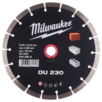 Диск диамантен за сухо рязане Milwaukee на тухли, бетон и керемиди  230 мм, 22.23 мм, 2.6 мм, DU