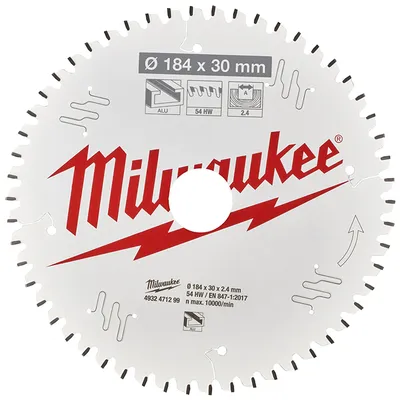 Диск циркулярен за рязане Milwaukee на алуминий с HM пластини с PTFE покритие  184 мм, 30 мм, 2.4 мм, 54 z, CSB P