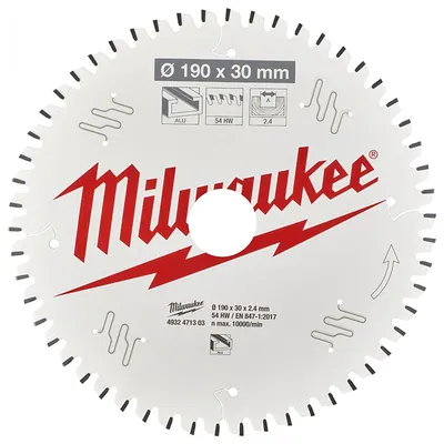 Диск циркулярен за рязане Milwaukee на алуминий с HM пластини с PTFE покритие  190 мм, 30 мм, 2.4 мм, 54 z, CSB P
