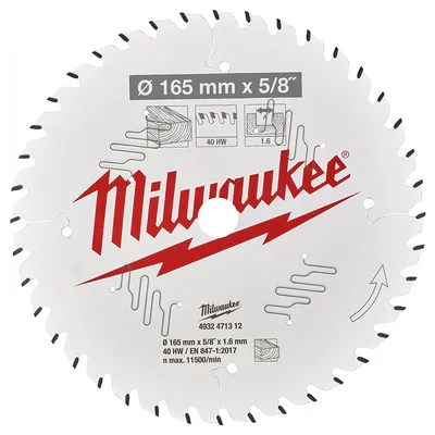 Диск циркулярен за рязане Milwaukee на дърво с HM пластини с PTFE покритие 165 мм, 1.6 мм, 40 z, CSB P