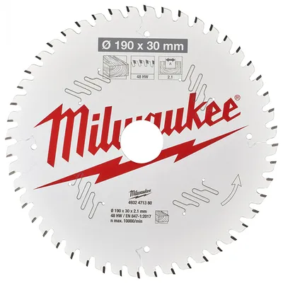 Диск циркулярен за рязане Milwaukee на дърво с HM пластини с PTFE покритие 190 мм, 30 мм, 2.1 мм, 48 z, CSB P