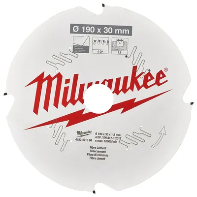 Диск циркулярен за рязане Milwaukee на фиброцимент с PCD пластини с PTFE покритие 190 мм, 30 мм, 1.8 мм, 4 z, CSB P