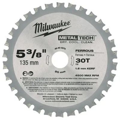 Диск циркулярен за рязане Milwaukee на метали с HM пластини  135 мм, 20 мм, 1.6 мм, 30 z, CSB P