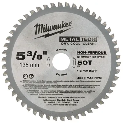Диск циркулярен за рязане Milwaukee универсален с HM пластини 135 мм, 20 мм, 1.6 мм, 50 z, MetalTech