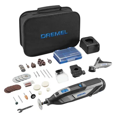 Акумулаторен прав шлайф Dremel с регулиране на оборотите  с 1 батерия и зарядно, 12 V, 2 Ah, 5000-35 000 об./мин, 8240
