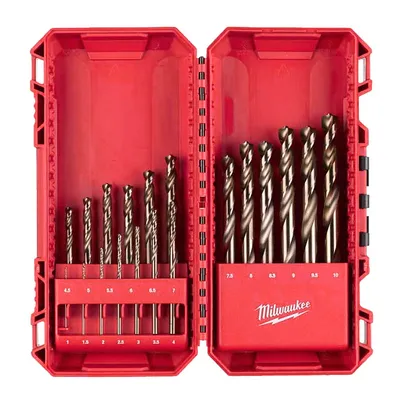 Свредло за метал HSS-Co Milwaukee с цилиндрична опашка комплект 1-10 мм, 19 бр., Shockwave Red Cobalt