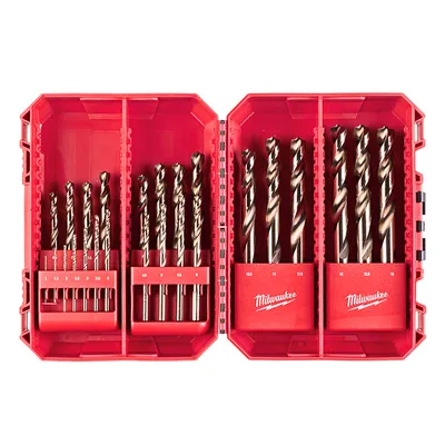 Свредло за метал HSS-Co Milwaukee с цилиндрична опашка комплект 1-12 мм, 25 бр., Shockwave Red Cobalt