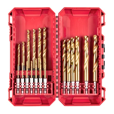 Свредло за метал HSS-TiN Milwaukee с 6-стенна опашка комплект 2-10 мм, 19 бр., Shockwave Red Hex