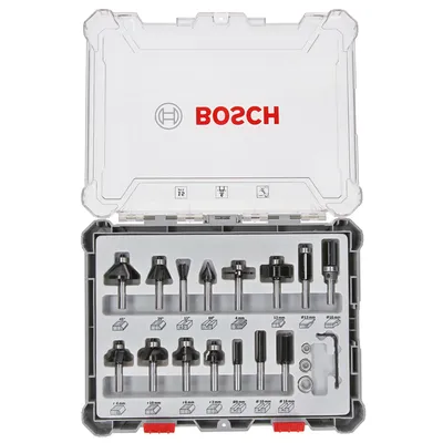 Фрезер за дърво профилен Bosch с карбидни пластини комплект 15 бр., ф 6 мм