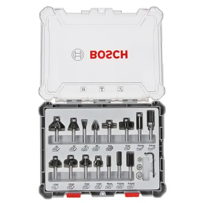 Фрезер за дърво профилен Bosch с карбидни пластини комплект 15 бр., ф 8 мм