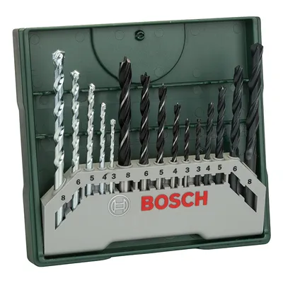 Свредло Bosch за дърво, метал и камък к-кт  3-8 мм, 15 бр., Mini-X-Line