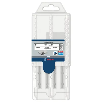 Свредло за бетон Bosch SDS-plus комплект 6-10 мм, 3 бр., PRO SDS plus-5Х