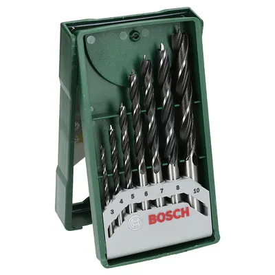 Свредло за дърво Bosch CV с цилиндрична опашка комплект 3-10 мм, 7 бр.