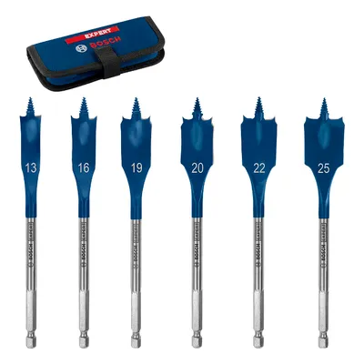 Свредло за дърво Bosch плоско с 6-стенна опашка комплект 13-25 мм, 6 бр., Expert Self Cut Speed