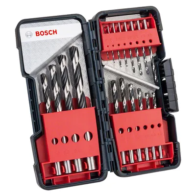 Свредло за метал Bosch HSS с цилиндрична опашка комплект 1-10 мм, 18 бр., PointTeQ