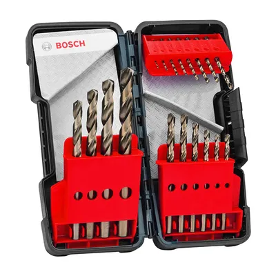 Свредло за метал HSS-Co Bosch с цилиндрична опашка комплект 1-10 мм, 18 бр., PRO Stainless Steel HSS-Co