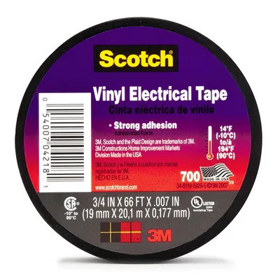 Лента Scotch електроизолационна  19 мм, 20 м, черна, PVC, 700