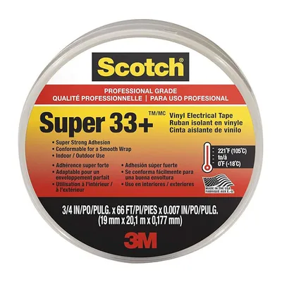 Лента Scotch електроизолационна  19 мм, 20 м, черна, PVC, Super 33+