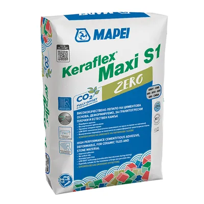 Лепило Mapei циментово за плочки супер гъвкаво 25 кг, сиво, Keraflex Maxi S1 Zero