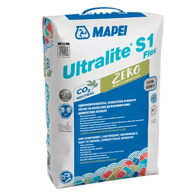 Лепило Mapei циментово за почки супер гъвкаво 15 кг, сиво, Ultralite S1 Flex Zero