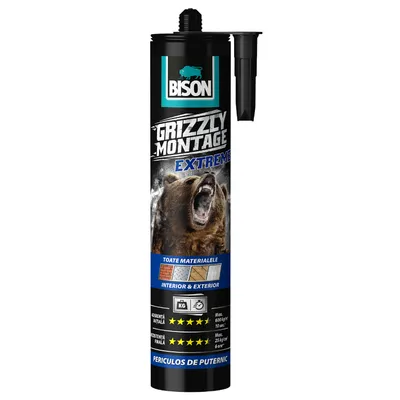 Лепило универсално Bison монтажно 435 г, прозрачно, Grizzly Montage Extreme