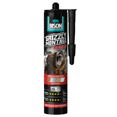 Лепило универсално Bison полимерно 370 г, прозрачно, Grizzly Montage Power