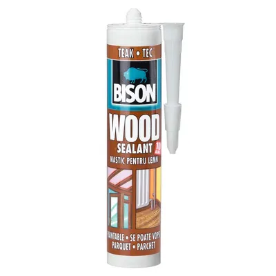 Лепило уплътнително Bison акрилно за дървени фуги 300 мл, тик, Wood Sealant