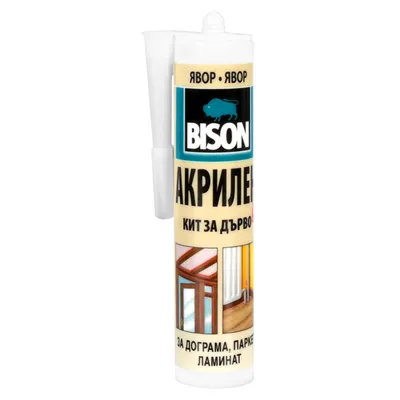 Лепило уплътнително Bison акрилно за дървени фуги 300 мл, явор, Wood Sealant