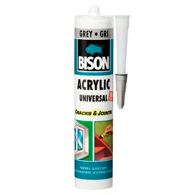 Лепило уплътнително Bison акрилно за пукнатини и фуги 300 мл, сиво, Acrylic Universal