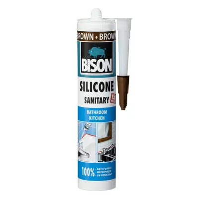 Санитарен силиконов уплътнител Bison  280 мл, кафяв, Silicone Sanitary