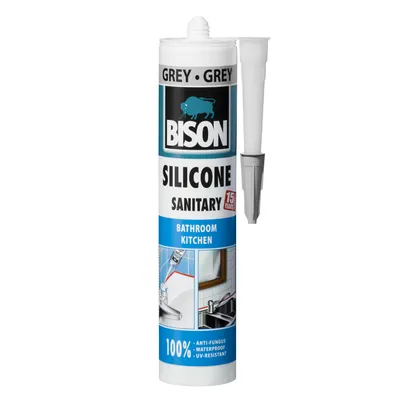 Санитарен силиконов уплътнител Bison  280 мл, сив, Silicone Sanitary