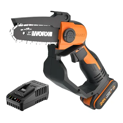 Акумулаторна резачка за дърва Worx   с 1 батерия и зарядно 20 V, 2 Ah, 12 см, 1/4 ", 1.1 мм, 28 звена, WG324E