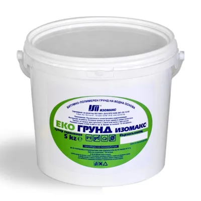 Битумен грунд Isomax на водна основа  5 кг, черен, EcoGrund