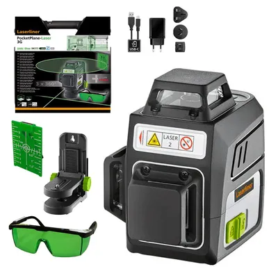 Линеен лазерен нивелир Laserliner 3D 3.7 V, 3.6 Ah, 30 м, 60 м, 0.3 мм/м, PocketPlane-Laser 3G