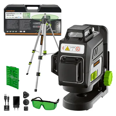 Линеен лазерен нивелир Laserliner 3D с 1 батерия и USB кабел, 3.7 V, 3.6 Ah, 30 м, 0.3 мм/м
