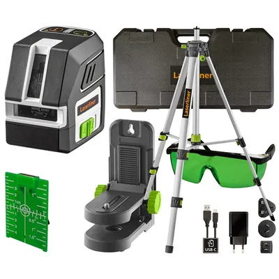 Линеен лазерен нивелир Laserliner с 2 лъча с тринога 20 м, 40 м, 0.3 мм/м, PocketCross-Laser 2G Set