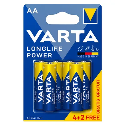 Батерия Varta кръгла алкална  1.5 V, AA/LR06, 6 бр., Longlife Power