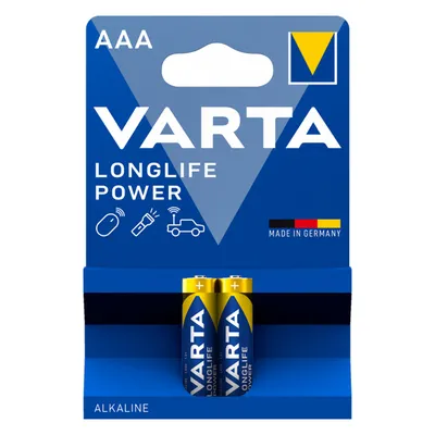 Батерия Varta кръгла алкална  1.5 V, AAA/LR03, 2 бр., Longlife Power