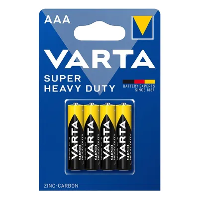 Батерия Varta кръгла цинкова  1.5 V, AAA/LR03, 4 бр., Super Heavy Duty