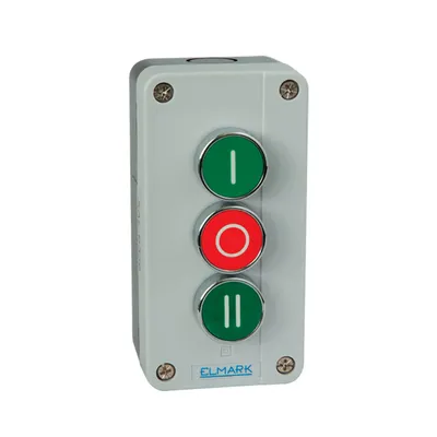 Бутон Elmark пуск-стоп троен с кутия  6 A, 400 V, 1 NC+2 NO, EL-B339