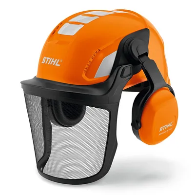 Каска STIHL противоударна с антифони и метална мрежа 30 dB, оранжева, Advance X-Vent