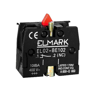 Контактен елемент Elmark за команден бутон 6 A, 400 V, 1 NC, червен, EL02-BE 102