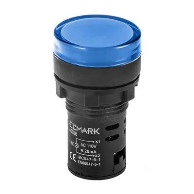 Лампа Elmark сигнална LED моноблок 6 A, 230 V, синя, AD56D-22-R