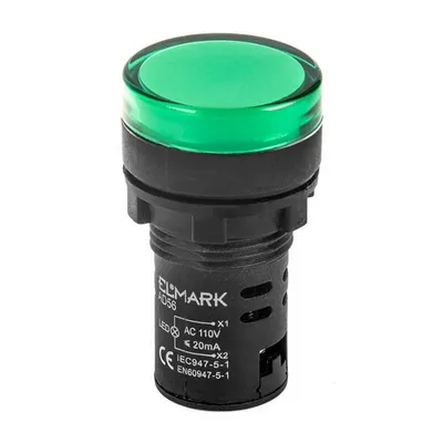 Лампа Elmark сигнална LED моноблок  6 A, 24 V, зелена, AD56D-24-R